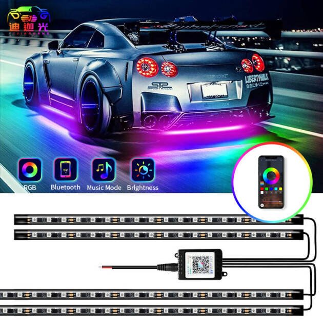 High Brightness IP68 Auto Underbody Chasis RGBIC Flow Led Strip Rainbow Chassis Neon Lamp Remote APP Underglow Light Kit for Car